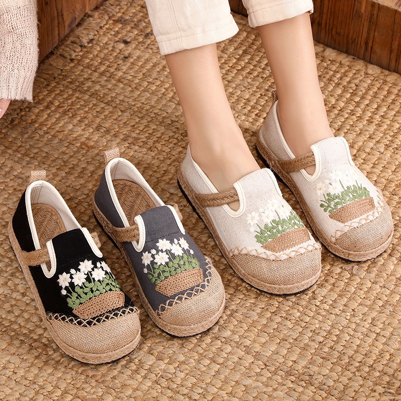 Sneaker Vegan - Veowalk Sepatu Slip-On Kanvas Linen Buatan